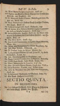 Sectio Quinta.