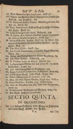 Sectio Quinta.