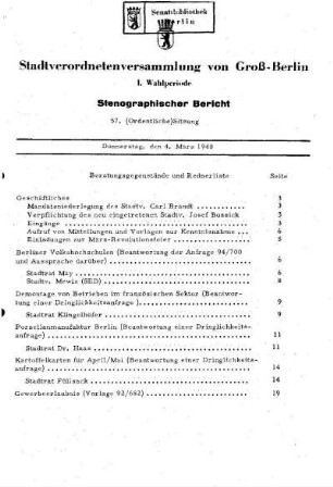 Nr. 57, 4. März 1948, Ordentliche Sitzung