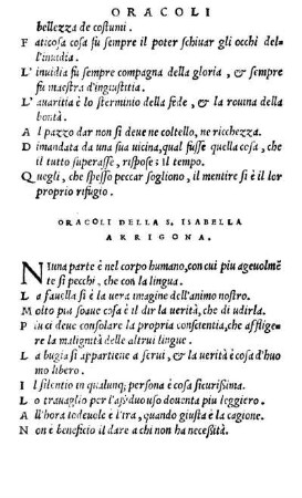 Oracoli Della S. Isabella Arrigona.
