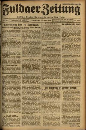 Erste Ausgabe vom Donnerstag, den 24. April 1924.