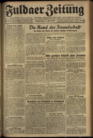 Erste Ausgabe vom Donnerstag, den 13. Juni 1935.