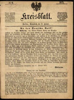 Ausgabe vom Samstag, den 21. Januar 1871.