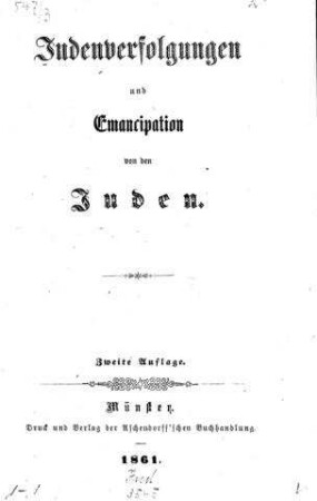 Judenverfolgungen und Emancipation von den Juden