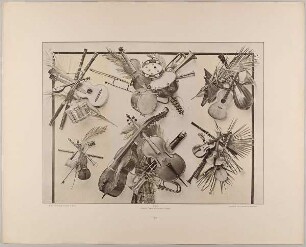 22. Vignetten aus Musikinstrumenten und Palmen