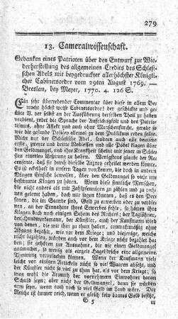 13. Cameralwissenschaft.