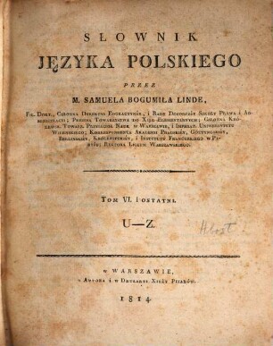 Słownik języka polskiego, 3. U - Z