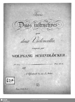 Trois Duos instructives pour deux Violoncelles