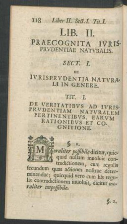 Lib. II. Praecognita Iurisprudentiae Naturalis.