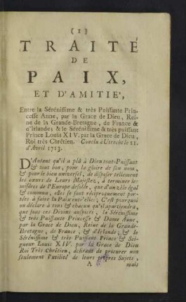 Traité de paix, et d'amitié