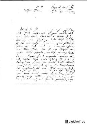 14: Brief von Friedrich Gottlieb Klopstock an Johann Wilhelm Ludwig Gleim