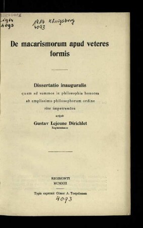 De macarismorum apud veteres formis