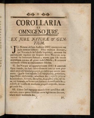 Corollaria Ex Omnigeno Jure; ...