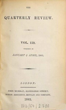 The quarterly review. 159 = No. 317 - 318. 1885