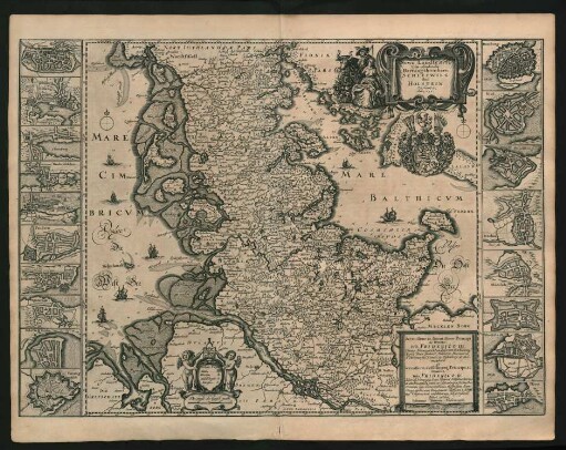 Newe Landtcarte Von den beiden Hertzogthümbern Schleswieg Und Holstein Zusam[m]en. Anno 1650.