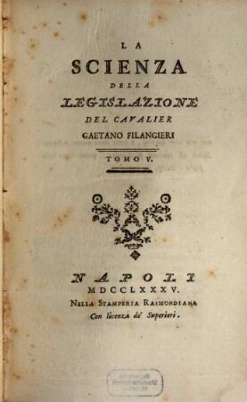 La Scienza della Legislazione, 5