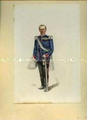Uniformdarstellung, Offizier des Leib-Grenadier-Regimentes Nr. 100, Sachsen, um 1900.