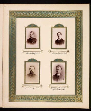 Alfred Schiff. 1883, Friedrich Spiro. 1884, Fritz Stenger. 1884, Friedrich Frhr. Hiller v. Gärtringen. 1884