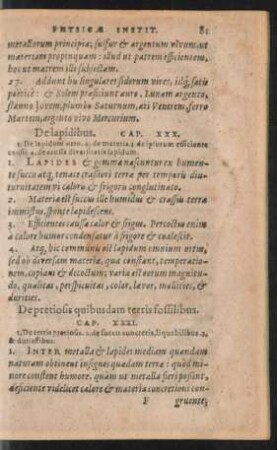 De pretiosis quibusdam terris fossilibus. Cap. XXXI.