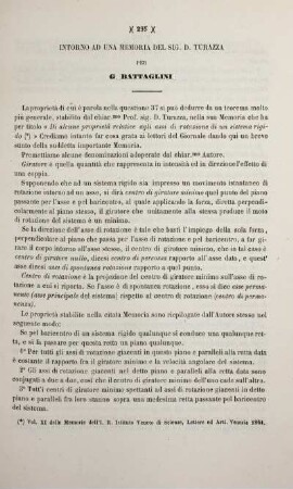Intorno ad una Memoria del Sig. D. Turazza.