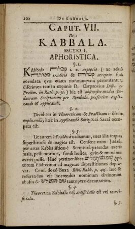 Caput VII. De Kabbala