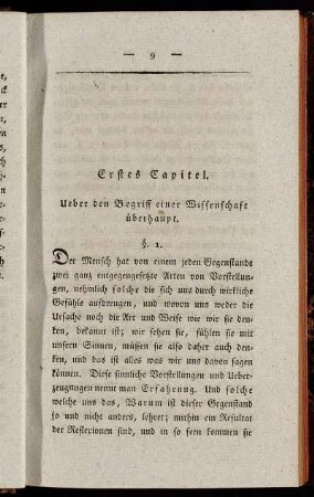 Erstes Capitel. Ueber den Begriff einer Wissenschaft überhaupt. - Eilftes Capitel.
