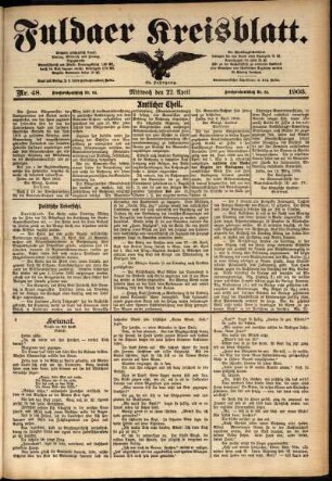 Ausgabe vom Mittwoch, den 22. April 1903.