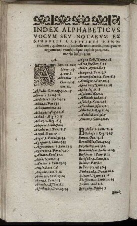 Index Alphabeticus Vocum Seu Notarum Ex Singulis Capitibus Memorialium [...]