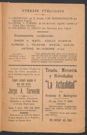 Números publicados