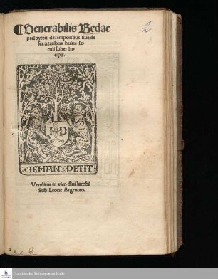 Venerabilis Bedae || presbyteri de temporibus siue de || sex ætatibus huius se=||culi Liber In=||cipit. ||