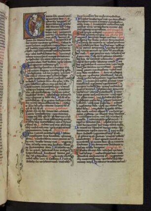 Historisierte Initiale (Psalm 97): C(antate domino): Bischof am Schreibpult