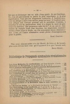 Bibliothèque de Propagande syndicaliste révolutionnaire