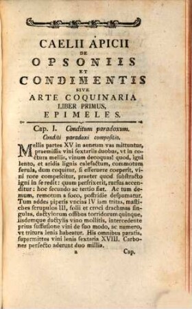 Caelii Apicii De Opsoniis et Condimentis Sive Arte Coquinaria Libri X : Cum Lectionibus Variis Atque Indice
