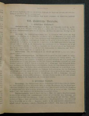 VIII. Städtische Betriebe.