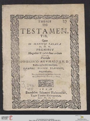 Theses De Testame=tis