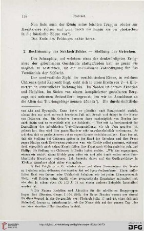 2. Bestimmung des Schlachtfeldes - Stellung der Griechen