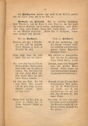 Hochzeit und Heirath.