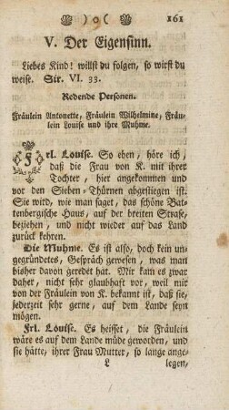 V. Der Eigensinn