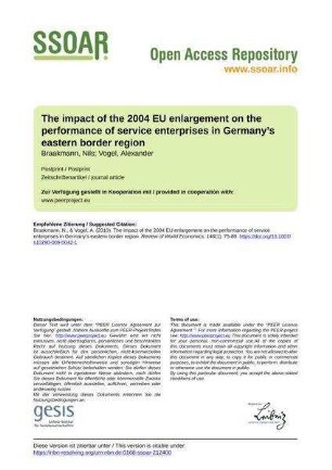 The impact of the 2004 EU enlargement on the performance of service enterprises in Germany’s eastern border region