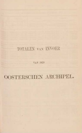 Totalen van invoer van den Oosterschen Archipel