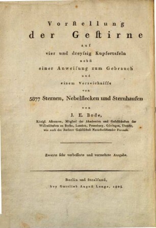 Vorstellung der Gestirne auf vier- und dreysig Kupfertafeln : nebst einer Anweisung zum Gebrauch. Vol. 2. Text.