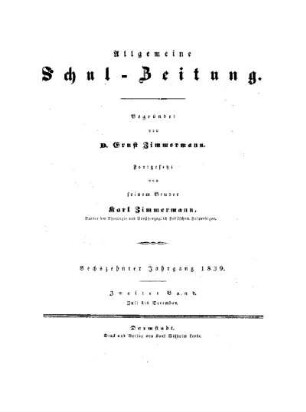 Titel : Zweiter Band ; Jul. - Dez.