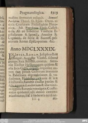 Anno MDCLXXXIX.
