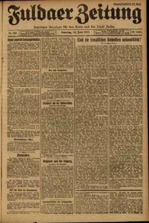 Erste Ausgabe vom Sonntag, den 24. Juni 1923.