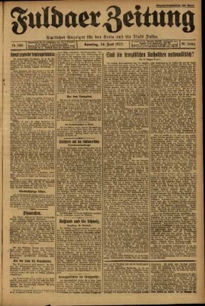 Erste Ausgabe vom Sonntag, den 24. Juni 1923.