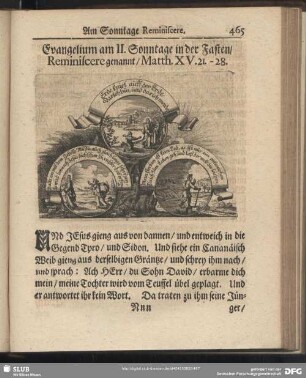 Evangelium am II. Sonntage in der Fasten, Reminiscere genannt, Matth. XV. 21. – 28.