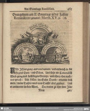 Evangelium am II. Sonntage in der Fasten, Reminiscere genannt, Matth. XV. 21. – 28.