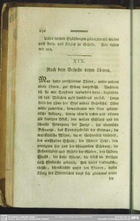 XIX. Nach dem Besuche beym Löwen