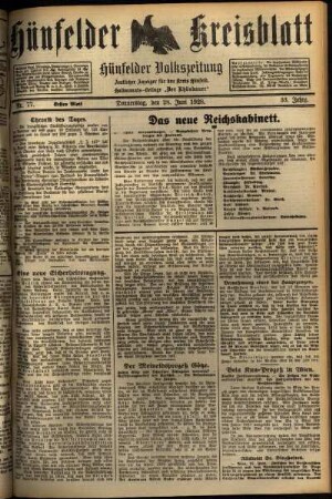 Erste Ausgabe vom Donnerstag, den 28. Juni 1928.