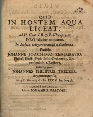 Quid in hostem aqua liceat, ad H. Grot. I. B. et P. III. c. 4, 17.